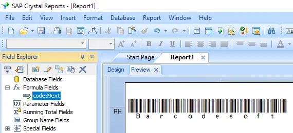 code39-extended barcode crystal reports