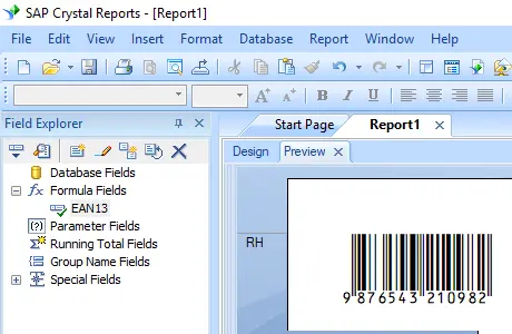 Upc-a barcode crystal reports