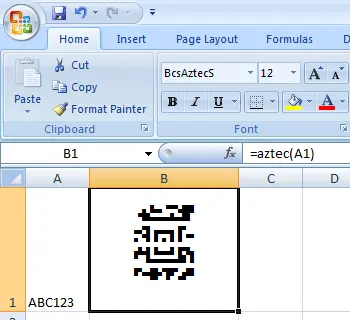 Aztec Code excel Aztec Code excel