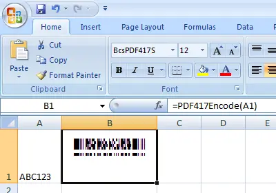 PDF417 excel PDF417 excel