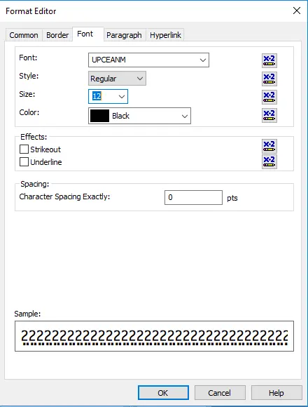 Upc-a font crystal reports