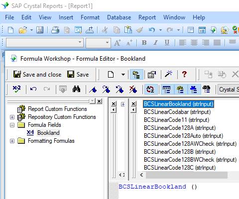 bookland barcode crystal reports UFL