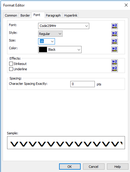 Code25 barcode font crystal reports