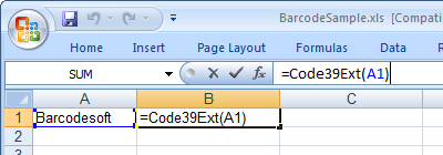 Code39 extended barcode excel macro