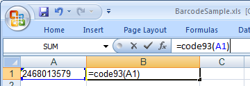 Code93 barcod excel macro