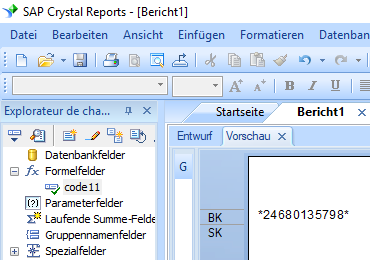 code11 barcode crystal reports formelfelder