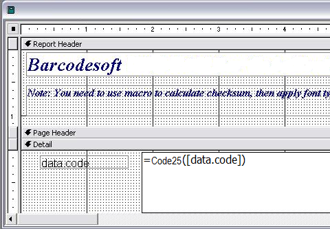 code25 barcode barcode access macro