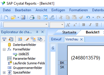 code25 barcode crystal reports formelfelder