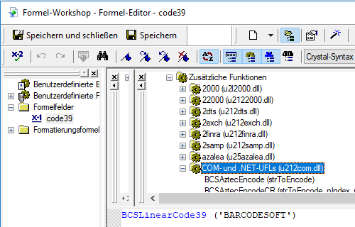 Code39 barcode crystal reports UFL