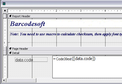 Extended-Code39 barcode barcode access makro