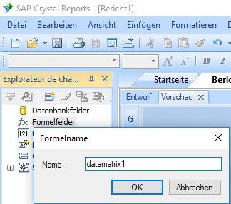 data-matrix erstellen formel Kristallbericht