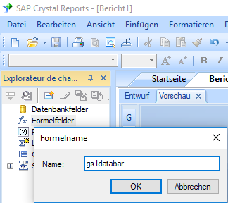 GS1-Databar barcode erstellen formel crystal reports