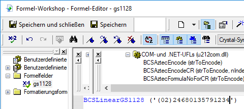 gs1128 barcode crystal reports UFL