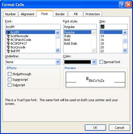 intelligent-mail barcode typeface excel