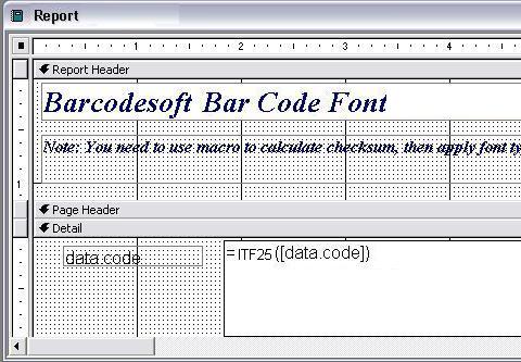 Interleaved 2 aus 5 barcode barcode access macro