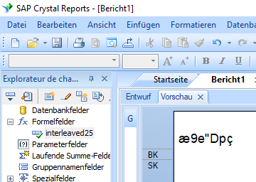 Interleaved 2 aus 5 barcode crystal reports formula field