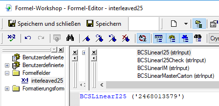 Interleaved 2 aus 5 barcode crystal reports UFL