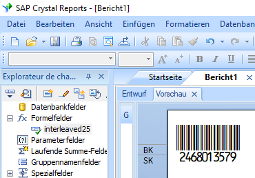 Interleaved 2 aus 5 barcode crystal reports