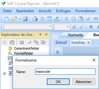 MaxiCode erstellen formel crystal reports