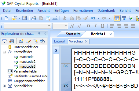 MaxiCode crystal reports formelfelder