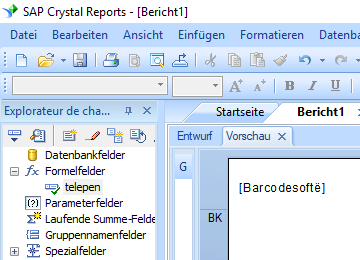 Telepen barcode crystal reports formelfelder