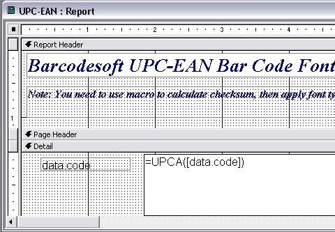 UPCA barcode barcode access macro