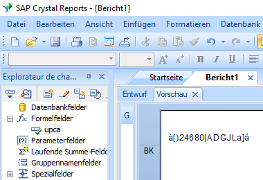 UPCA barcode crystal reports formelfelder