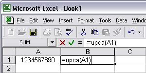 UPCA barcode Excel macro