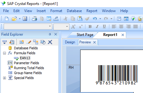 EAN13 barcode crystal reports