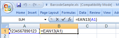 EAN13 barcod excel macro