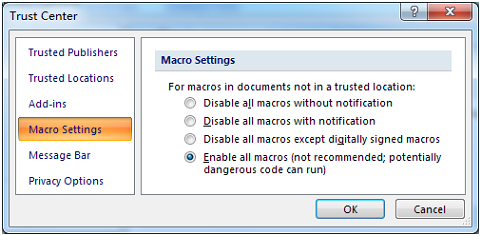 MaxiCode Access Macro configuración