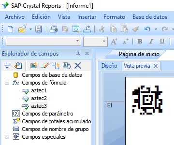 Aztec Code crystal reports