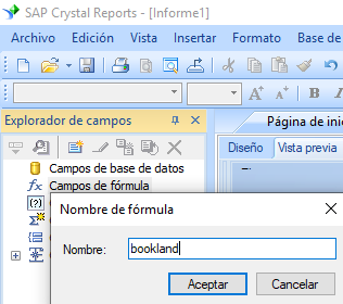 Bookland código de barras crear fórmula crystal reports