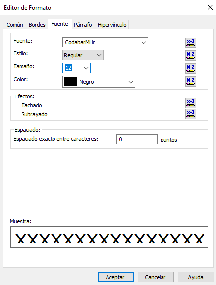 Codabar código de barras crystal reports fórmula campo