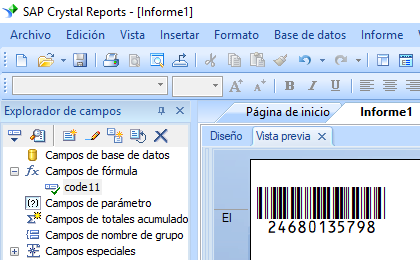 code11 código de barras crystal reports