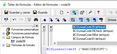 Code39 código de barras crystal reports UFL