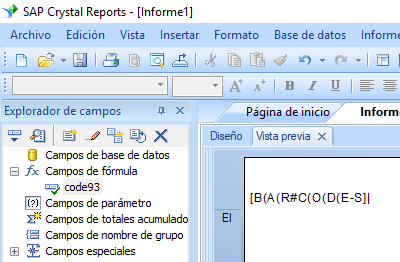 code93 código de barras crystal reports fórmula campo