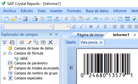 EAN13 código de barras crystal reports