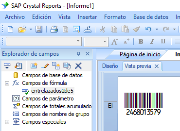 Entrelazados-2-de-5 código de barras crystal reports