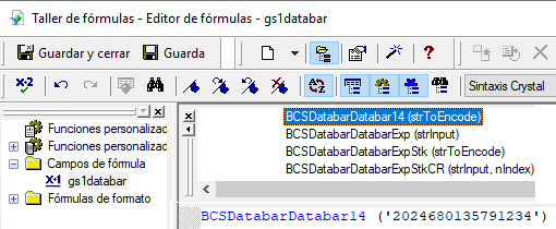 gs1-databar código de barras crystal reports UFL