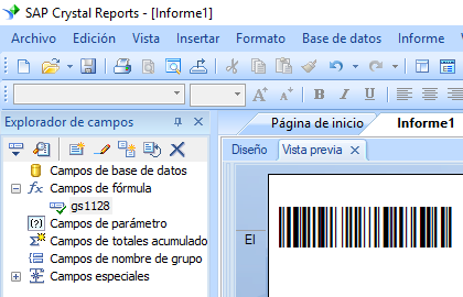 GS1128 código de barras crystal reports