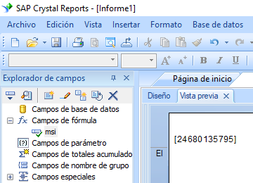 MSI código de barras crystal reports fórmula campo