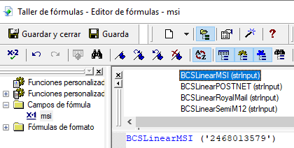 MSI código de barras crystal reports UFL