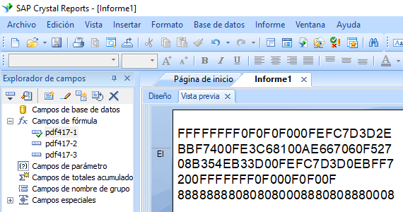 PDF417 crystal reports fórmula campo