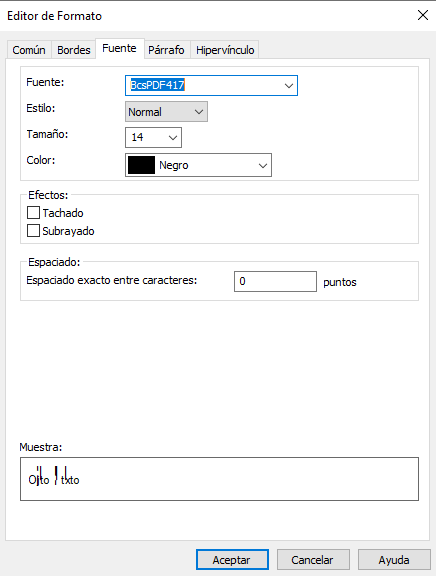 PDF417 crystal reports fórmula campo