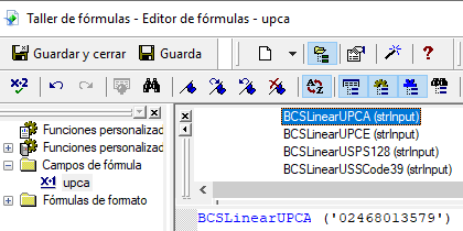 UPCA código de barras crystal reports UFL