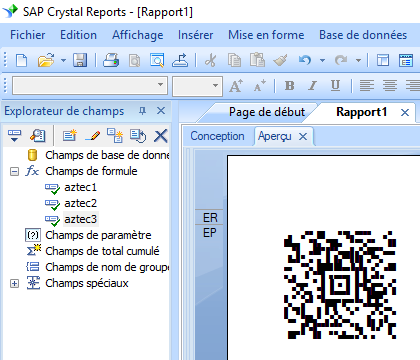 Aztec Code crystal reports