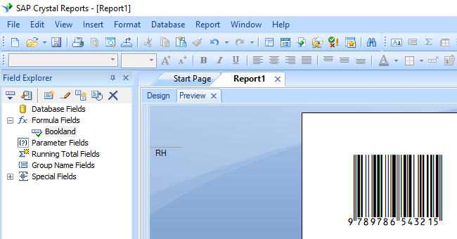 bookland code barres crystal reports