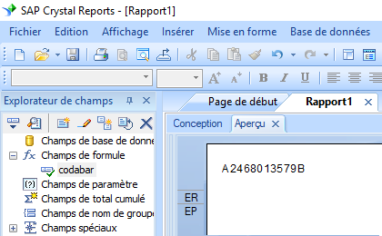 code à barres codabar crystal reports UFL