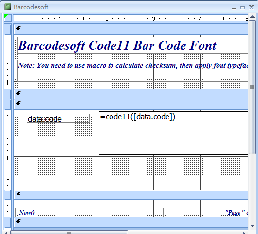 code à barres code11 access macro